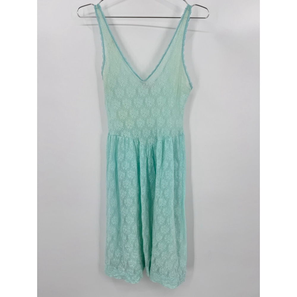 Vintage 80s Maidenform Lace Negligee Mint Green Fairy Feminine Intimates Small